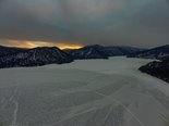 Закат на Телецком, февраль 2019. Высота 500 метров над уровнем озера.